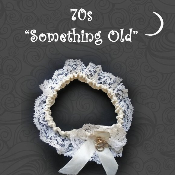Vintage Bridal Wedding Garter with Lace & Rings! - Something Old - Picture 1 of 13